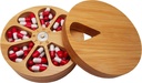 fashciaga Bamboo Wood Täglich Wöchentliche Vitamin Medizin Pill Organizer Case Box, Kitchen Salz Gewürz Kellerbehälter, Ohrring Schmuck Aufbewahrung Dekorative Box (Large)