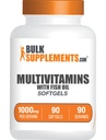 BulkSupplements.com Multivitamin Softgels - Daily Multivitamin, Multimineral Supplement, für Erwachsene mit Fischöl - Glutenfrei, 1 Softgel pro Servierung, 90 Count (Pack von 1)