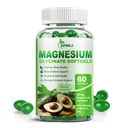 Glycinate de magnésium 400mg, supplément de magnésium à haute absorption Softgels avec vitamine E, B6, zinc pour le sommeil, calme, relaxation musculaire et santé des os, sans gluten, sans OGM, 60 softgels