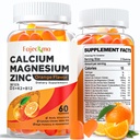 Calcium Magnesium Zink-Gummi für Erwachsene: Bio 1000mg Calcium Citrat Magnesium Supplement mit D3 B12 - Zuckerfreie Hochabsorptionsergänzung für Frauen Männer (60 Count(Pack von 2))