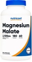 Malate de magnésium Nutricost 2 100mg, 180 Capsules - Végétarien, Non-OGM, Sans gluten