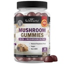 Pilzgummis für Erwachsene - 10-in-1 Funktionsmushroom Ergänzung für Stimmung und Fokus mit Lions Mane Türkei Tail Cordyceps Shiitake Reishi - Vegan, Non-GMO, Frische Himbeere Geschmack, 60 Zähler