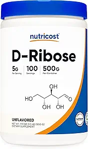Nutricost D-Ribose Pulver 500 Gramm - 5000mg Pro Serving, Non-GMO (500 G (2 Pack))