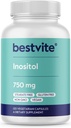 BESTVITE Inositol 750 mg sous forme de Myo Inositol (120 gélules végétariennes) - Pas de stéarate - Vegan - Non OGM - Sans gluten