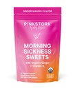 Pink Stork Morning Sickness Sweets, Bio Mango Ginger Candy mit Vitamin B6 für Morgenkrankheit, Bewegungskrankheit, Prenataler Sodbrenn - Schwangerschaft Must Haves - 30 Wrapped Drops