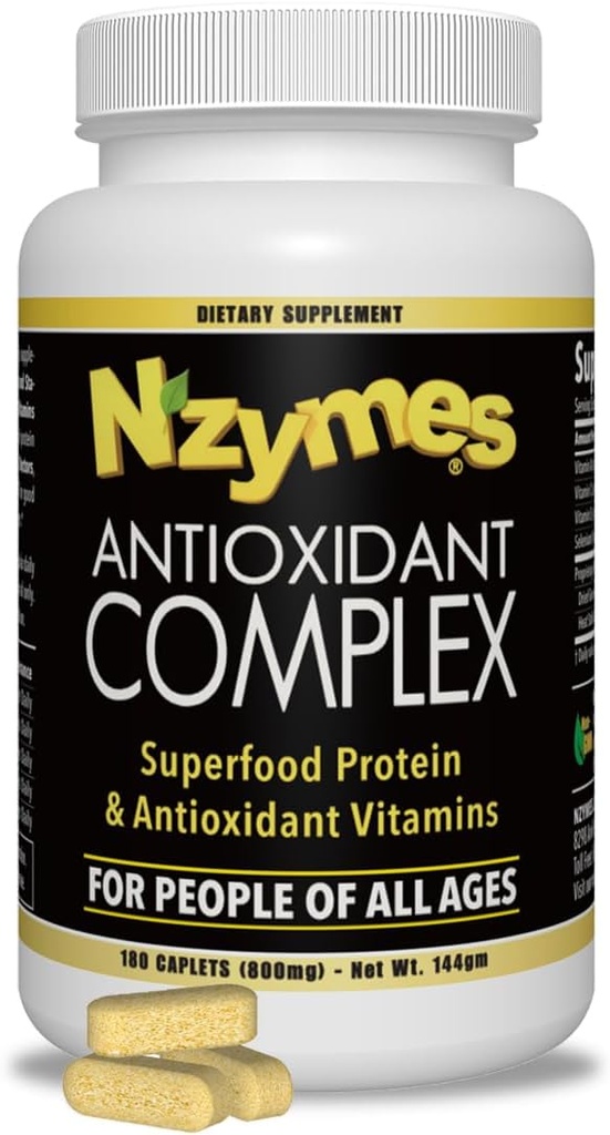 Nzymes® Antioxidant Complex für Menschen. Leistungsstarke Antioxidantienergänzung, Vitamin C, Vitamin E, Vitamin A, Selen, Live Sprouted Enzymes. 180 Count - Made in USA