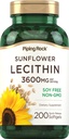 Piping Rock Sonnenblume Lecithin Softgel Kapseln | 3600 mg | 200 Count | von Phosphatidylcholin | Soy Free, Non-GMO, Glutenfrei