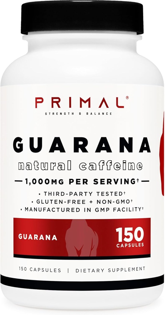 Primal Guarana (1000 MG Per Serving) (150 Kapseln) - 200 MG Natural Caffeine