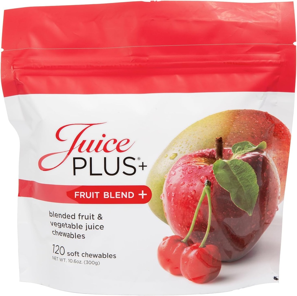 Juice Plus+ Mélange de fruits Mâches molles (chèches) - Boostez votre alimentation avec 11 fruits et ingrédients végétaux - Gommy végétalien pour les enfants et les adultes - Vitamines, alimentation entière - 1 Pochette (1-Mo, 30 Chews)