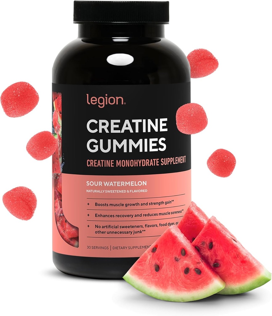 LEGION Creatine Monohydrat-Gummien – Saubere käsige Kreatin-Ergänzung für Kraft, Ausdauer & Muskel-Recovery – 30 saure Wassermelone Flavor Servierungen – keine künstlichen Aromen oder Süßungsmittel