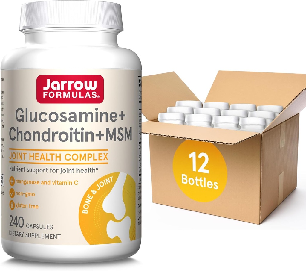 Jarrow Formeln Glucosamine + Chondroitin + MSM Kapseln, Joint Support Supplement mit Vitamin C und Manganese, 240 Kapseln, 60 Tage Versorgung, Packung von 12