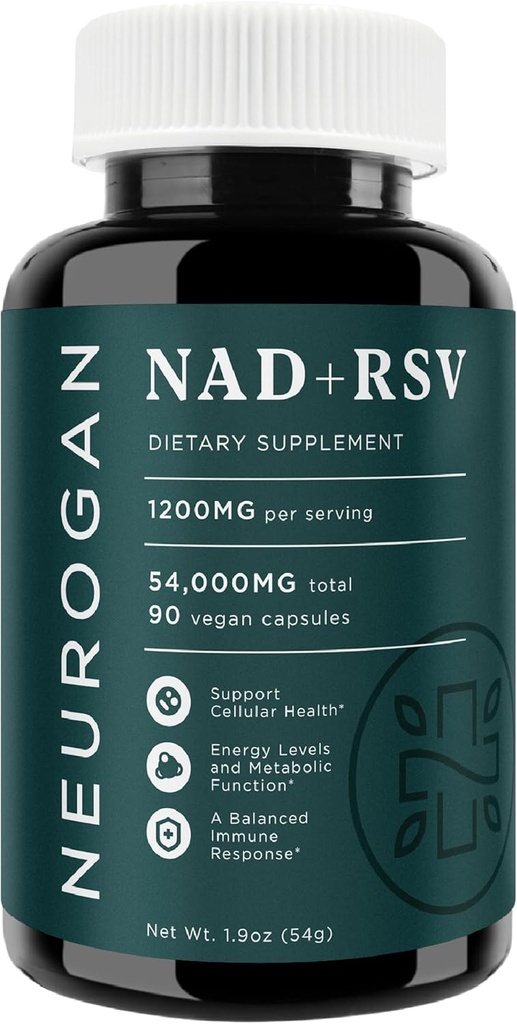 Neurogan NAD+ mit Resveratrol Kapseln 1:1 Ratio - 1200mg Pro Servieren, 90 Ct - Cellular Health & Healthy Aging Supplements, Energy & Immune Support - Nikotine Adenine Dinukleotid NAD+ Ergänzung