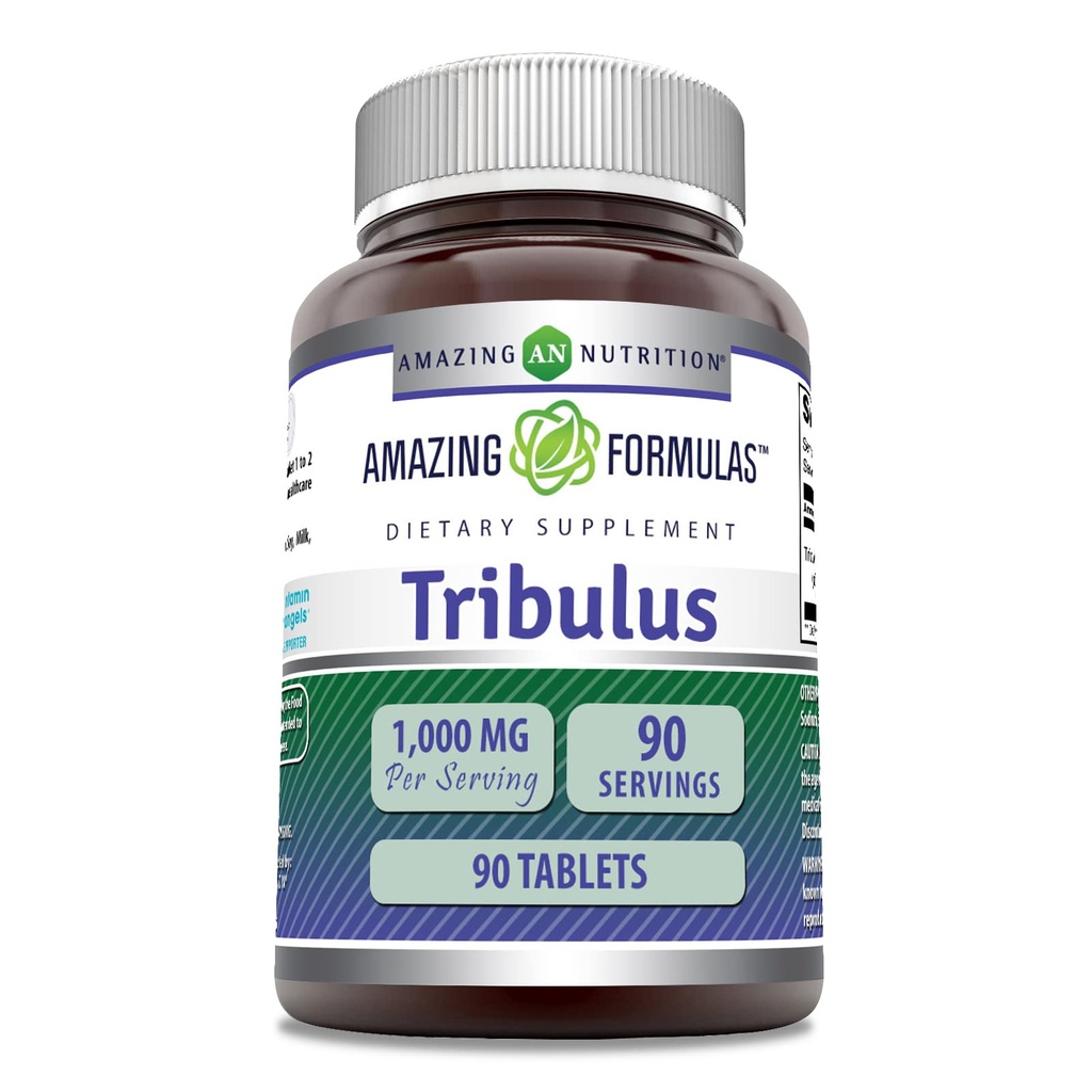 Formules étonnantes Extrait de Tribulus 1000 Mg Supplément de Comprimés , non-OGM , sans gluten , Fabriqué aux États-Unis (1 Pack , 90 Compte)