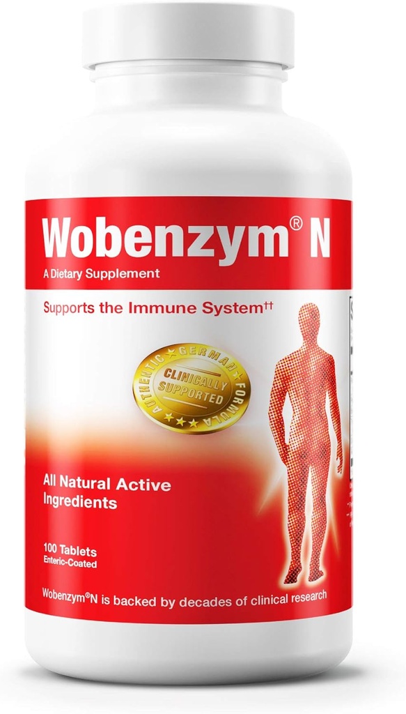 Douglas Laboratories Wobenzym N - Authentic German Supplement - Systemic Enzymes - Für Immunsystem und Gelenkgesundheit* - Mit Papain, Rutin & Bromelain - 100 Enteric-Coated Tablets