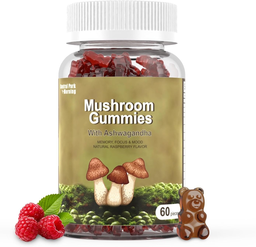 Mushroom Gummies 10 Blend - Pilz mit Lions Mane, Chaga, Reishi, Cordyceps 2500mg, Gehirn-Ergänzungen für Gedächtnis und Fokus