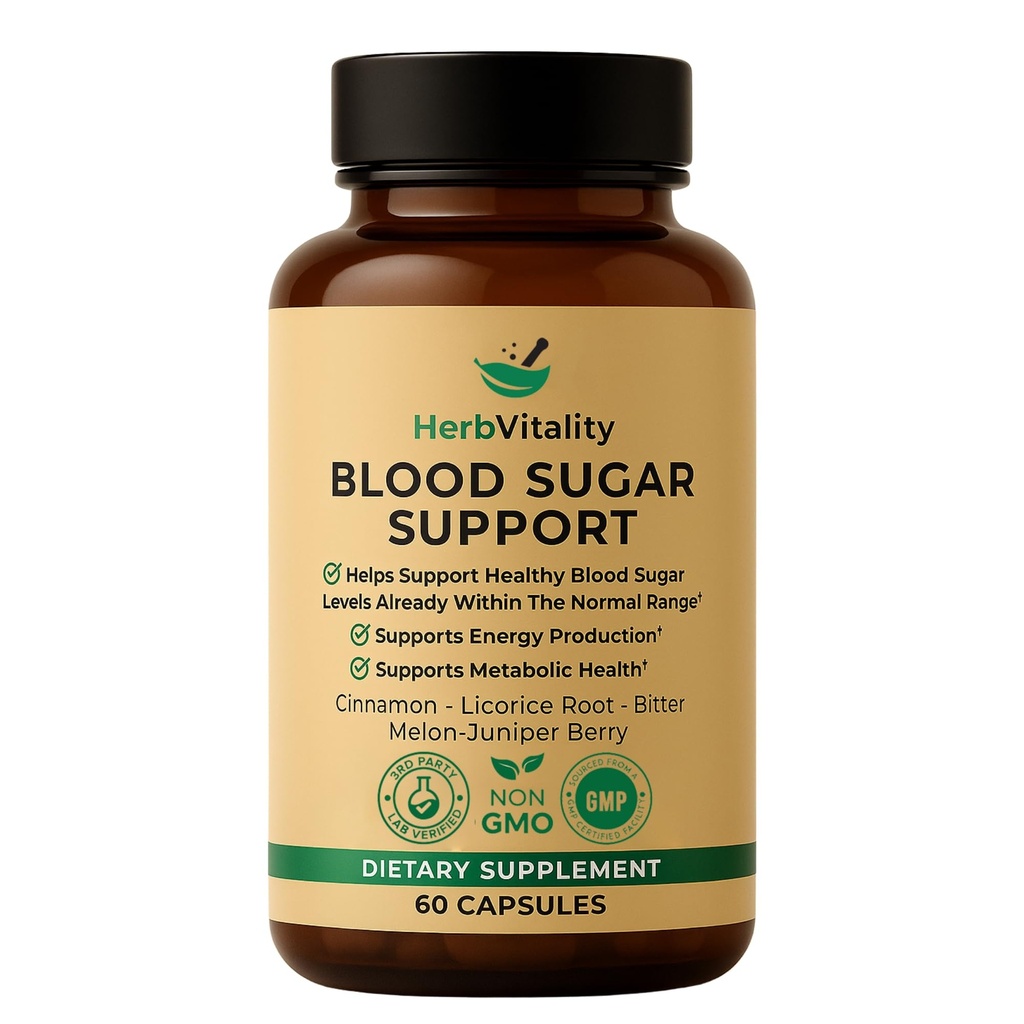 Blutzucker-Supplement mit Cinnamon, Bitter Melon – Unterstützt gesunde Blutzucker-Levels bereits in normalen Bereichen | Licorice Root Extract - 60 Kapseln