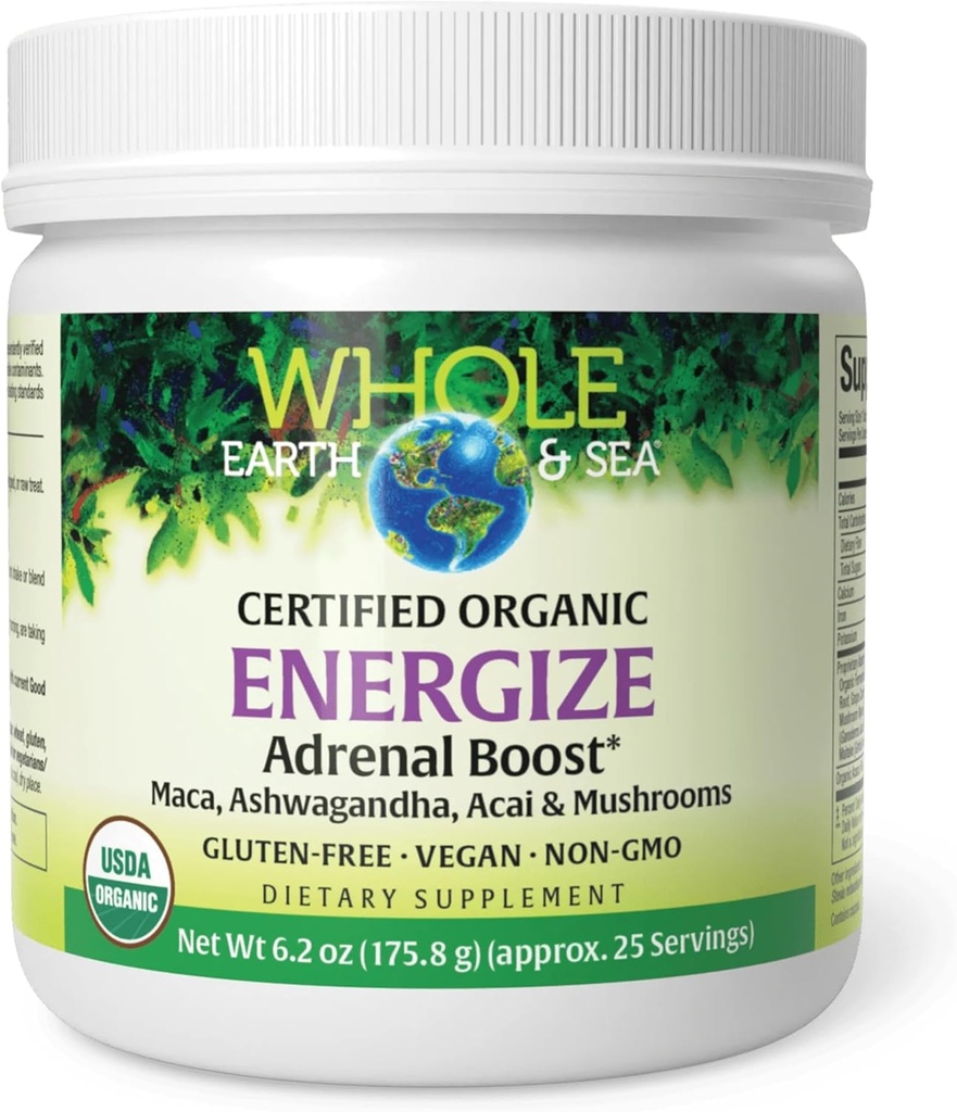 Ganze Erde und Meer von natürlichen Faktoren, Energize Adrenal Boost mit Maca Root, Ashwagandha & Mehr 6.2 Unze Pulver