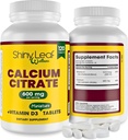 Shiny Blatt Kalzium Minis 600 mg - Tägliche Tabletten von Kalzium Citrate 600mg Plus Vitamin D3 für Bariatric Post-Op und Magen Bypass für Frauen und Männer, einfach zu schwalben, Made in USA, Vegetarisch - 120 Ct.