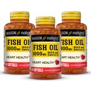 MASON NATURAL Omega,3 Huile de poisson, 180,Day Supply, 1000mg avec EPA et DHA pour le soutien conjoint, 60 pilules softgel (3 Pack)