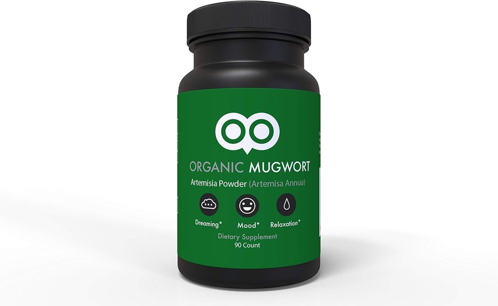 Capsules de Mugwort bio 450 mg - 90 Capsules - Vegan - Par Dream Leaf - Fabriqué aux États-Unis - Mood, Dreaming, Relaxation, Digestion - Mugwort As Artemisa Annua)