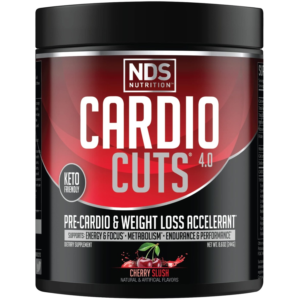 NDS Nutrition 4.0 Pre Workout Supplement - Advanced Weight Loss and Pre Cardio Formula mit L-Carnitin, CLA, MCTs, L-Glutamin und Safflower Oil - Cherry Slush (40 Servings)