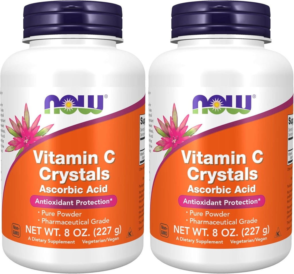 Suppléments, poudre de cristaux de vitamine C (acide ascorbique), protection antioxydante*, 8-Ounce (paquet de 2)