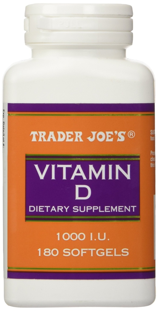 Trader Joe Vitamine D-3 1000iu, 180softgels