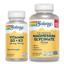 SOLARAY Vitamin D3 K2 und Magnesium Glycinat - Knochengesundheit Bundle - Kalziumabsorption, Nerve, Herz und Immununterstützung w/ 5000 IU Vitamin D, 350mg Chelat Magnesium, 60-Tage Garantie, 120ct/120ct
