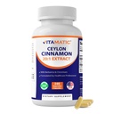 Ceylan vitamatique Cinnamon 10000 mg Équivalent par portion (à partir de 20:1 Extrait 500 mg) avec berbère et chrome - 240 capsules végétales - Non-OGM et sans gluten