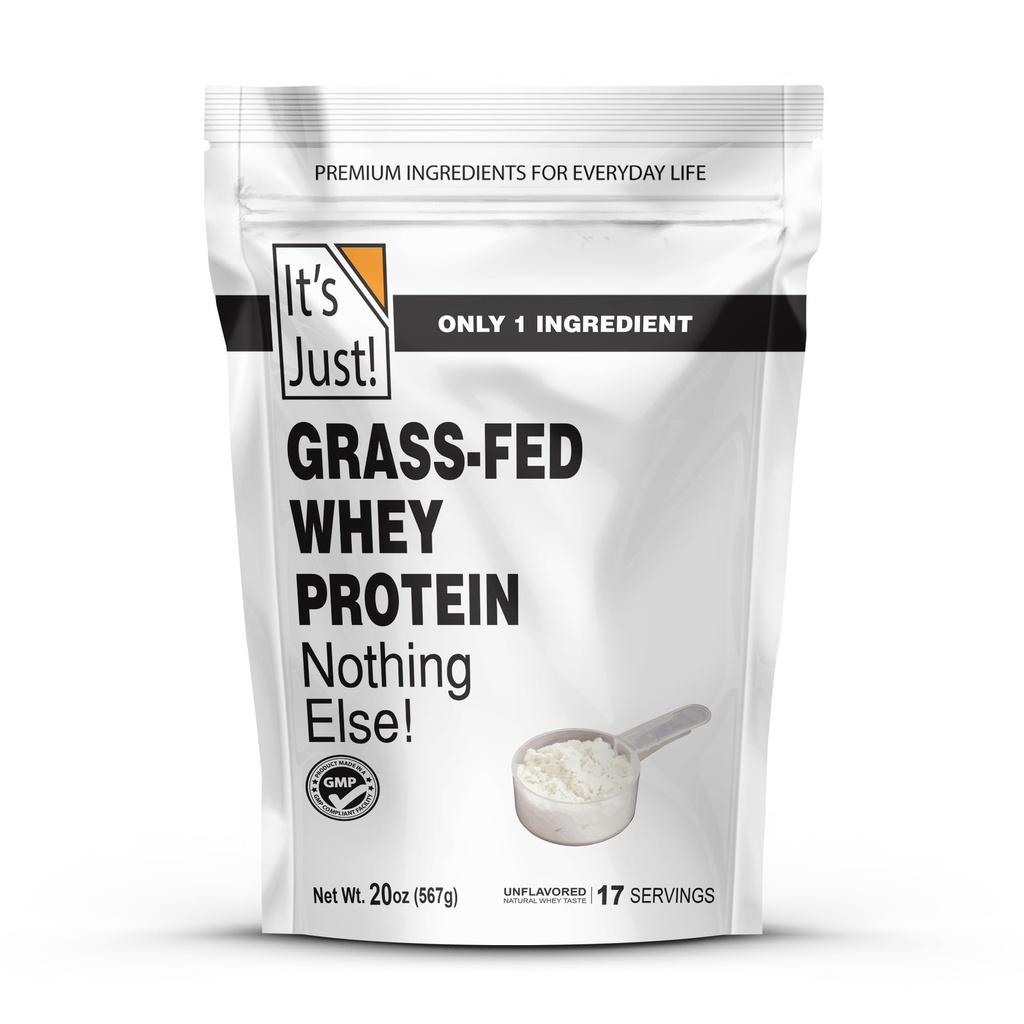 Es ist Just! - 100% Whey Protein Konzentrat, Gras-Fed Weide Raised, Made in Australia, RBST/rBGH Hormone Free, Premium WPC-80, No Added Flavors (Gras-Fed Unflavored, 1.25 Pound)