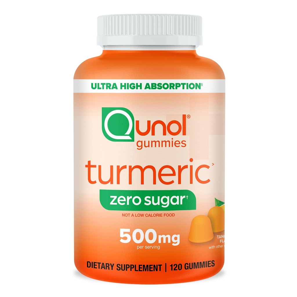 Qunol Zero sucre gummies curcuma, Gummy avec 500mg curcumine curcuma curcuma curcuma curcuma curcuma curcuma, supplément de soutien joint, ultra haute absorption curcuma tucuma curcuma, végétarien, sans gluten, 120 comte