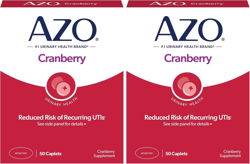 AZO Cranberry Urinary Tract Health Supplement, 1 Servieren : 1 Glas Cranberry Juice, Sugar Free Cranberry Pills, 50 Count (Pack von 2)