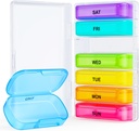 ZIKEE 7 Packs extra große Pille Organizer, Tragbare Pille Box 7 Tag für Tasche, Geldbeutel, Wöchentliche Pille Case mit Dual-Protection Design, Pillen-Container für Medikamente, Vitamin, Fischöl, Supplement