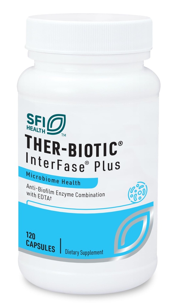 SFI Health Klaire Labs Ther-Biotic Interfase Plus - Anti Biofilm Enzyme mit EDTA zur Unterstützung von Gut Flora, Toxin Cleanse & Full Body Detox - Förderung von Biofilm Matrix Disruption (120 Kapseln)