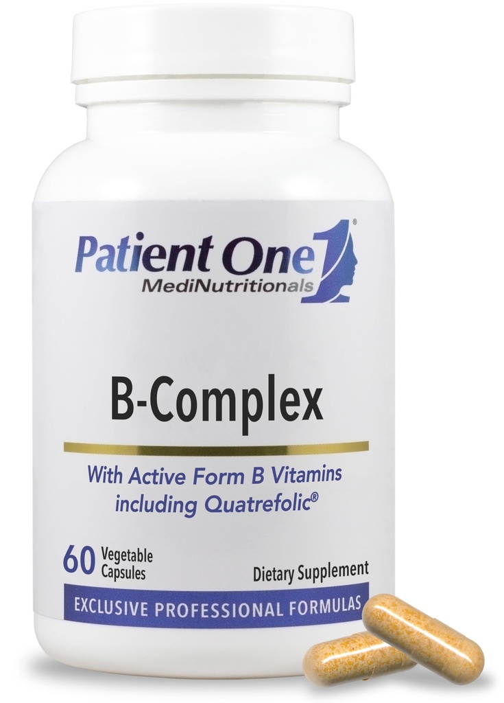 Patient One B-Complex | Ergänzung zur Unterstützung von Energie und Herz und Gehirn Gesundheit* Aktive Essentials mit Quatrefolic | 60 Kapseln