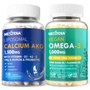 Liposomal Calcium AKG Ergänzung 1500mg + Vegan Omega 3 Ergänzung 1000mg