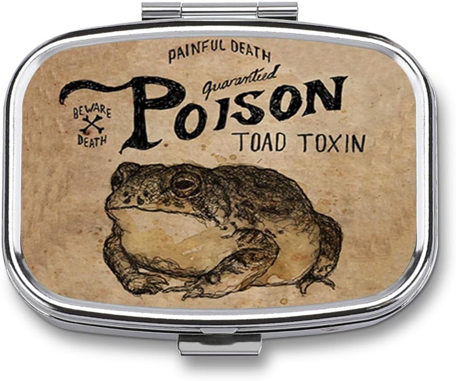 Metall 2 Compartment Pille Organizer Travel Friendly Portable Compact Pill Box Cute Pille Fall Vitamine,Fish Oil, Ergänzungen,Meds,Tablet for Purse,Pocket. (Poison Frog)