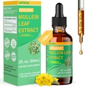 Gouttes de Mullein bio pour le nettoyage pulmonaire, puissant 1700mg Mullein Leaf Extract pour le soutien immunitaire et respiratoire, Natural Mullein Supplément Teinture gouttes non-OGM et végétalien, 2 Fl Oz