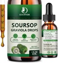 (2 Pack) Bio Soursop Graviola Liquid Drops, Soursop Extract Organic Pure for Natural Antioxidant, Zellunterstützung & Regeneration, Immune Boost, Soursop Bitters Liquid Rich in Multivitamin - 2 FL OZ