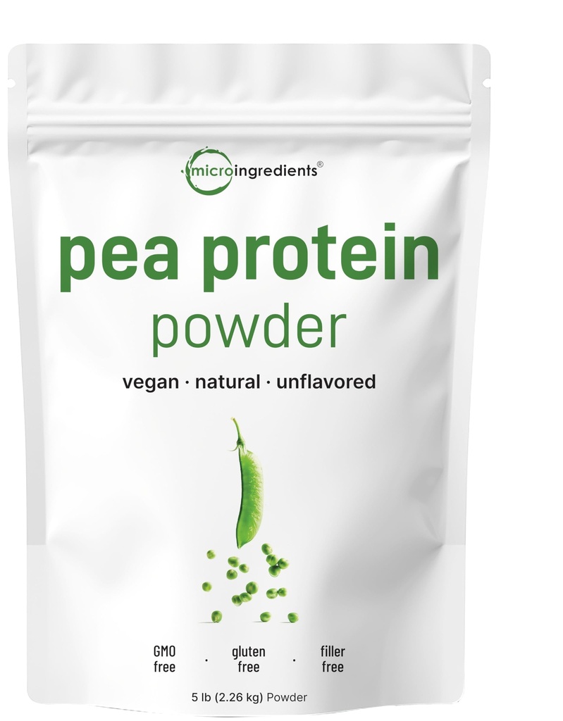 Micro-ingrédients North American Grown, poudre de protéines de pois, 5 livres, base de plantes, sans saveur, Source complète de protéines végétaliennes – 27g de service, riche en BCAA et EAA, non-OGM, Keto Friendly