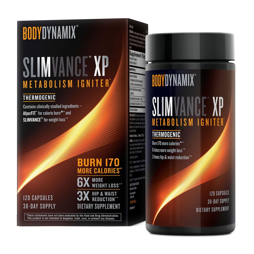 Slimvance XP Metabolism Igniter, Botanical Diet Support, Advanced Thermogenic, Burn More Calories, Weight & Fat Loss, Energy, Focus, for Men & Women, Proven Ingredients & Caffeine, 120 Count, 30 SVG