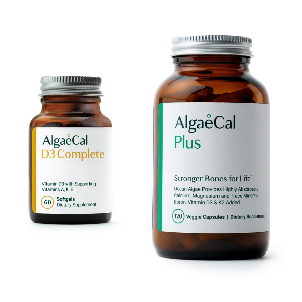 ALGAECAL Bundle - D3 Komplett (1000 IU) + K2, Vitamin E, Vitamin A & Pflanzenbasiertes Calcium für stärkere Knochen