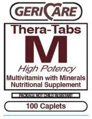 1163913 PT# 621-13 Thera-Tabs M Multivitamin Multimineral Tablets Erwachsene 100/Bt Hergestellt von Geri-Care Pharmaceuticals