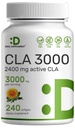 Ultra Strength CLA 3000mg. 240 Softgels, acide linoléique conjugué actif de l'huile de carthame
