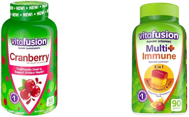 Vitafusion Cranberry Gummis für Damen 500mg und Multi+ Immununterstützung Gummis mit Vitamin C Zink Daily Multivitamins 90 Count