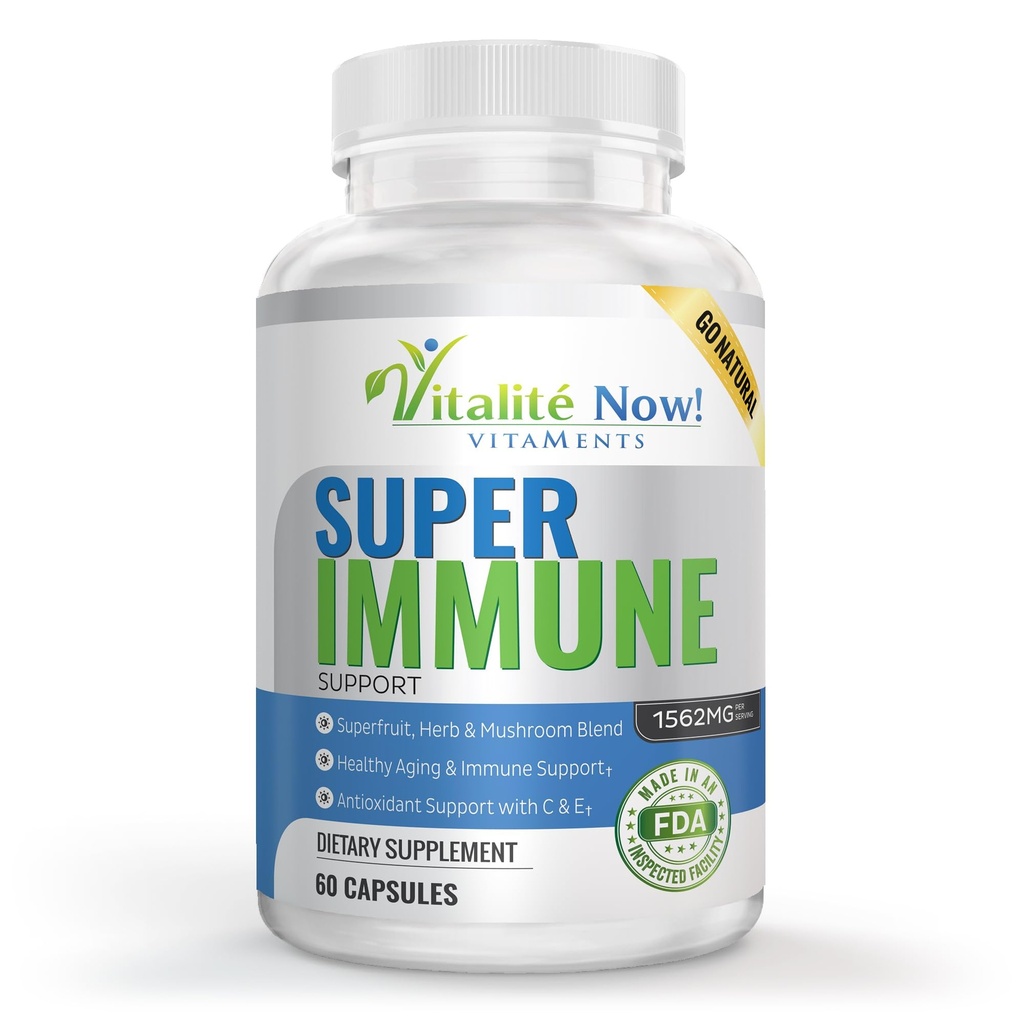 Super Wellness Immune Booster - Quercetin Immununterstützung, 25 Vitamine, Kräuter, Superfoods, Pilze - Vitamine C & E - Selen - Turmeric - Immune Defense Supplement - 60 Kapseln