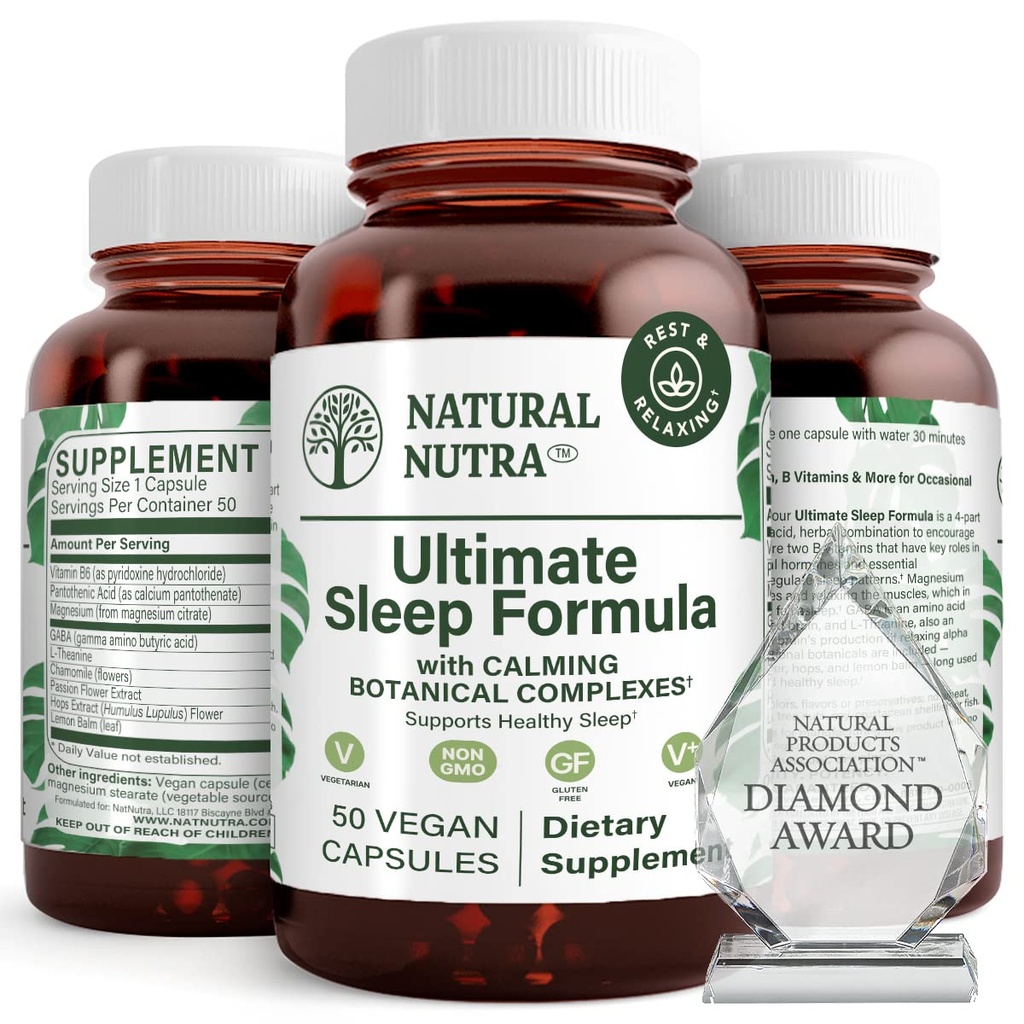 Nutra formule de sommeil ultime naturelle, camomille pour soutenir la relaxation et réduire l'anxiété nocturne, vous aider à tomber plus rapide Asleep, 50 capsules