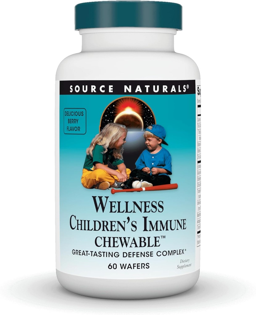 Source Naturals Wellness Children's Immune Chewable, Great-Tasting Defense Complex, Berry Flavored* - 60 Wafers