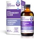 Bold Botanica Elderberry Elixir – 65x Konzentrierter Extrakt - Sugar-Free - Kid Friendly - Black Elderberry Syrup mit Aronia Berry für Immununterstützung - 4 Fl. Oz.