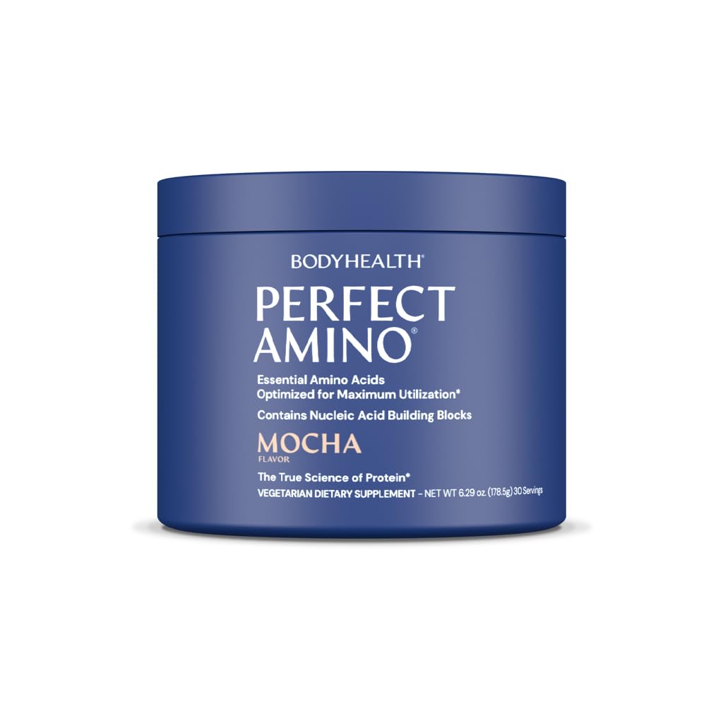 BodyHealth PerfectAmino Powder - BCAA et EAA Powder for Pre and Post Workout - Boisson d'énergie acide amino pour les hommes et les femmes pour soutenir le muscle maigre et la récupération - Mocha - 60 portions